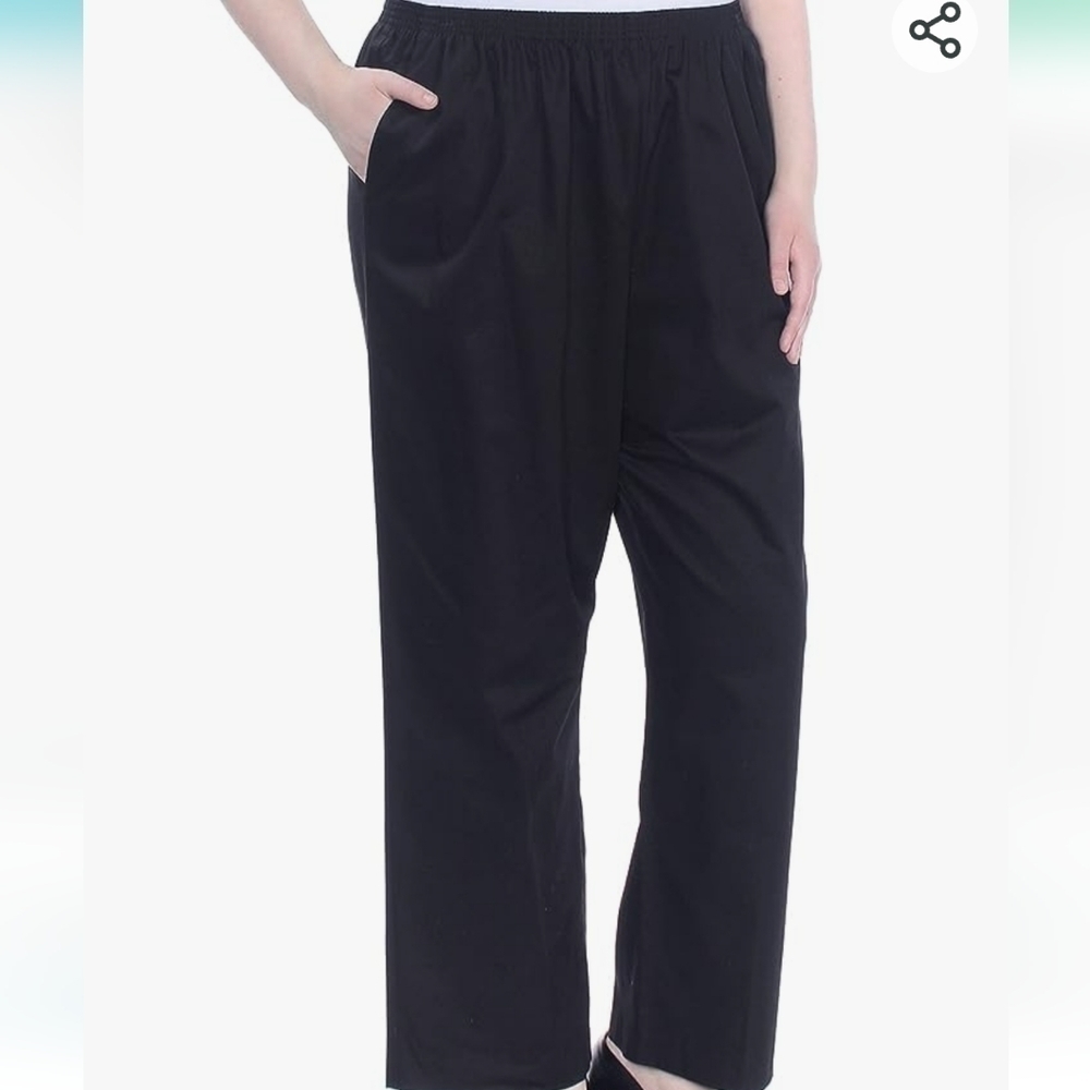 Alfred Dunner Black  Around Elastic Waist Cotton Medium Twill Pants NWT Size 16
